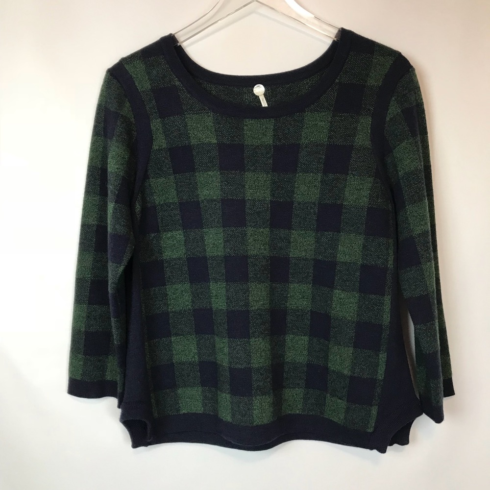 ▪️MARGARET OLEARY▪️Crew neck checkered Chartreuse